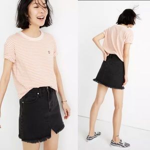 Madewell rigid denim A-line mini skirt